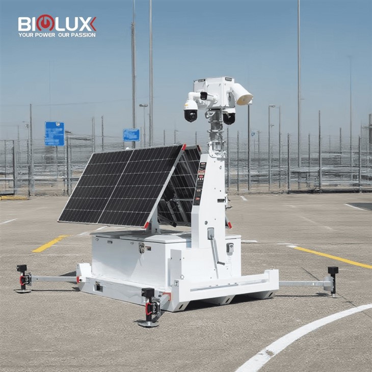 Tour de vidéosurveillance solaire mobile HiSKID compatible avec la pile à combustible