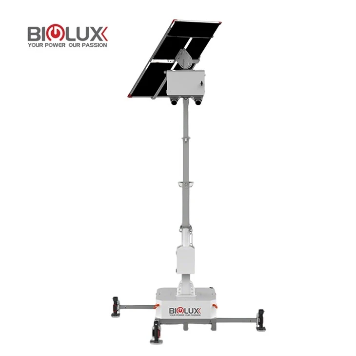 Tour de vidéosurveillance solaire HiGUARD avec panneau bifacial de 450 W hors réseau-