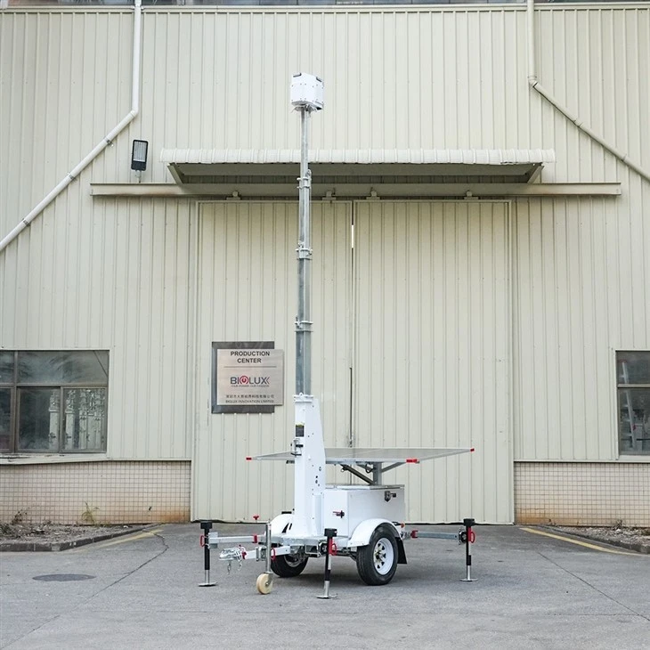 Mobile 600W CCTV Trailer For Remote Construction Site Security high quality